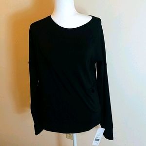 Fabletics black mesh long sleeve lana pullover top